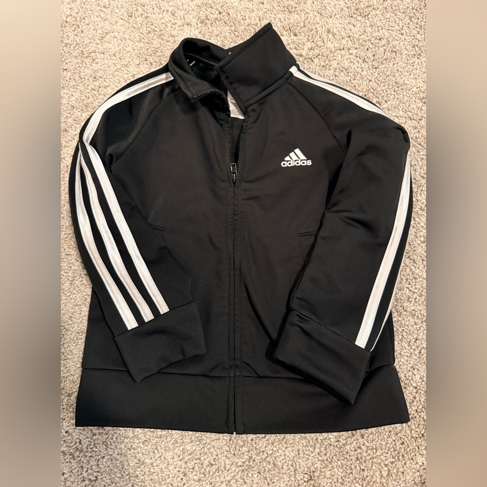 Adidas toddler Black Track Jacket with White Stripes